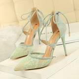 Breakj Sexy Heels Mesh Lace Cut Out