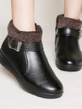Women Winter Casual Platform Block High Heels Ankle Boots Female Suede Fleece Zipper Buckle Warm Snow Boots