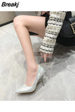 Autumn Fashion Nightclub High Heels Wedding Shoes Banquet Sexy Stiletto Pointed Embossing Pumps Women Shoes Large size