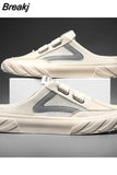 summer New Mesh Half Slippers Men's Trend Cool Baotou Hollow Breathable Light Casual White Shoes Men