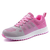 Women 2022 Multicolor Mesh Lightweight Outdoor Shoes Ladies Flat Lace-up Round Toe Sneakers For Women Walking