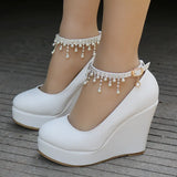 Queen Ankle Strap Platform Wedges Women Pump High Heels Sapato Feminino Dress