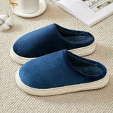 Thicken Warm Plush Home Slippers Women Thick Sole Solid Color Indoor Couple Cotton Shoes Soft Comfy Fuzzy Slippers