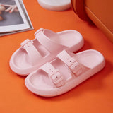 Adjustable Buckle Platform Slippers Women Non Slip Home Cloud Slipper Woman Eva Soft Sole Pillow Slides Sandals
