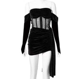 Puss Sexy 2-Piece Sets Women Card Shoulder Strapless Tops+Irregular Tassel Mini Skirt Summer Trend Elastic Matching
