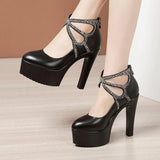 Cheongsam Catwalk High-Heeled Women's Pointed Waterproof Platform Thick Sole 40-43 Large Model Performance