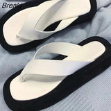 Non-slip Outer Beach Sandals Women's Slippers Summer Color Matching Platform Ladies Sandals Herringbone Flip Flops