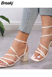 for Women 2023 Hot Sale Women's Sandals Summer Square Toe Peep Toe High Heels Sandals Fashion Party Sandals Women