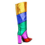 Heels Women's High Boots Novelty Fashion Pointed Toe High Heels Luxury Female Shoes Mixed Colors Slip-on Botas De