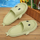 New Summer Cartoon Shark Slippers for Women Non Slip Home Bathroom Slides Woman 2024 Soft Sole Flat Flip Flops