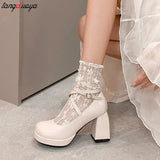 Retro Cross-Tie Pumps Spring Elegant Mary Janes Round Toe Shoes Ladies Fashion Sweet Lolita Shoes wedding party