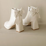 High Heels Ankle Boots for Women Back Bowtie Thin Short Sock Botas Autumn Winter Ladies Casual Punk Party