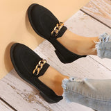 Fashion Flat Shoes Women Quality Metal Slip on Loafer Shoes Ladies Flats Mocassins Big Size 36-42 Zapatillas Mujer