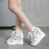white platform sandals Wedges Women's Shoes Summer Shoes Women Sandals Platform Shoe laces High Heels Casual Shoes