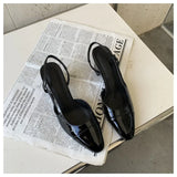 Elegant Mixed Color Slingback Sandals Women Elastic Band Back Strap Heel Pumps Brand Design Shoes Mule Dress Party