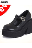 Chunky High Heeled Women Knee High Boots Fashion Cool Round Toe Cute Sweet Heeled Boots Gothic Uniform Dress