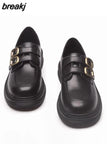 Size 35-40 Women Pumps Ins Fashion 2023 Spring Thick Heels Shoes For Woman Loafers Casual Office Lady Buckle