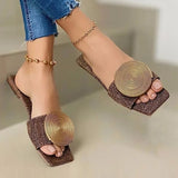 New Fashion Beach Shoes Woman Summer Flat Sandals Plus Size Round Buckle Solid Flats Female Casual Slippers Ladies