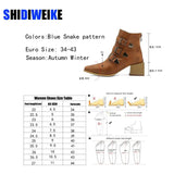 Boot Square Heel Women Boots Buckle Ankle New Pointed Toe Lady Shoes Spring Autumn Footwear Casual Heels