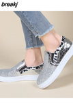 Bling Golden Women Sneakers Slip on Female Flat Shoes Fashion Leopard Ladies Vulcanized Shoes Platform Women Casual