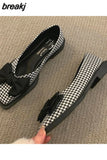 Spring New Comfortable Ladies Flat Shoes Personality Square Toe Shallow Mouth Slip-on Loafers Ladies Casual Shoes