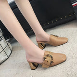 Slippers Women Wear The New Korean Version Of Fashion Baotou Diamond Thick Heels Muller Shoes Fashion Flip-Flops In Spring And Summer