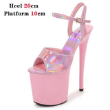 Dance Shoes Women Sexy Show Sandals 15 17 20CM High Heels Bright Color Platform Sandals Girls Shoe for Party Club