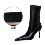Breakj Stylish Simple, Thin, High, Shallow Pointed Sexy Nightclub Show Short Boots Women's