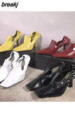 Square Toe High Heels Pumps Women Autumn Shoes Party Dress 2023 Spring Footwear Retro Female Work Pumps Zapatillas