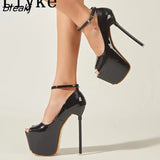 Black High Heels For Women 2023 Sexy Peep Toe Party Club Stripper Stiletto Shoes Ladies Platform Pumps Sandals Size