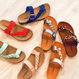 Breakj Cork Bottom Cool Slippers 2025 Summer Solid Woven Slippers Thick Bottom Clip Beach
