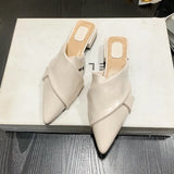 Summer Slippers Women Flip Flops New Casual Indoor Slides Pointed Toe Low Heel Female Shoes Ladies Outside Mules
