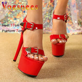 Summer Platform Sandals For Women T-Runway Style High Heels Fashion Buckle Design Stilettos Night Club Pole Dancing