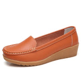 Women's Flats Genuine Leather Shoes Woman Casual Ladies Shoes Slip On Ballet Flats Women Walking Ladies Plus Size