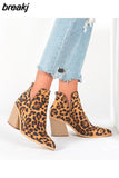 Winter Casual Western Cowboy Ankle Boots Women Snake Cowgirl Booties Short Cossacks Botas High Heels Shoes plus size