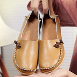 Leather Shoes Flat Bottom Ladies Casual Mom Shoes Soft Loafers Women's Shallow Summer Comfort Flats Nursing Shoes