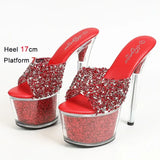 Clear Slippers Platform Outside Sandals Bling Sequined Nightclub Women Shoes Summer 2024 New Transparent Super High
