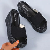 Platform Wedges Women's Slippers Summer 2024 Open Toe High Heeled Sandals Woman Casual Plus Size Outdoor Beach Shoes