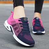 Women 2022 Multicolor Mesh Lightweight Outdoor Shoes Ladies Flat Lace-up Round Toe Sneakers For Women Walking