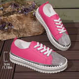 Breakj Spring And Autumn New Water Drill Thick Plate Shoes In Front Of The Lace With Lazy Shoes Large-Size Single Shoes Casual Lefu