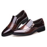 Men Oxford Business Shoes Soft Casual Leather Shoes Breathable Men's Pointy Loafers Flats Zip Shoes Slip-on Driving