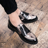 leather shoes Casual Men Brogue Patent Leather Shoe Man lace up Oxford Dress Shoes Elevator Formal club party