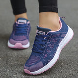 Women 2022 Multicolor Mesh Lightweight Outdoor Shoes Ladies Flat Lace-up Round Toe Sneakers For Women Walking