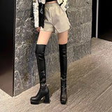 / Winter 2023 Fashion Thick Bottom Thick Heel Over The Knee Women's Boots High Heel Long Tube Thin Elastic Boots Zip High