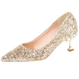 Gold Silver Sequins Women Pumps 2023 Luxury Crystal High Heel Party Wedding Shoes Woman Elegant Pointed Toe Pumps