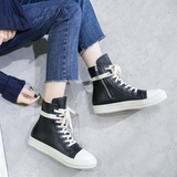 Shoes High-top Canvas Shoes Women All-match Casual Shoes Lace-up Sneakers Men Flat Platform Shoes Zipper Vulcanized