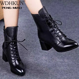 New Leather Women Boots Thicked Velvet PU Women Shoes Women's High-heeled Cotton Keep Warm Winter Boots Zapatos De