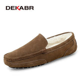 Men Loafers Shoes Warm Soft Genuine Leather Business Men Moccasins Shoes Breathable Slip on Driving Shoes Size