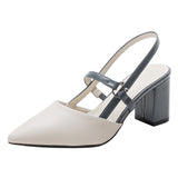 Shoes for Pumps Summer Elegant Chunky High Heels Pointed Toe Baotou Solid Ladies Shoes Female Sandals Zapatillas