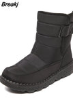 cross border new snow boots women's winter cloth casual cotton shoes middle tube artificial wool Plush thickened snow